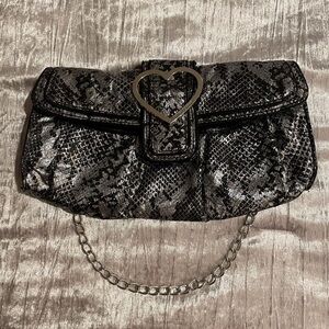 Betsey Johnson Black and Silver Snake Print Purse